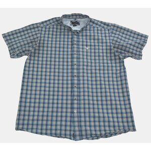 Ariat Pro Series Men's Shirt Size XXLT Navy Blue Plaid Short Sleeve Button Up